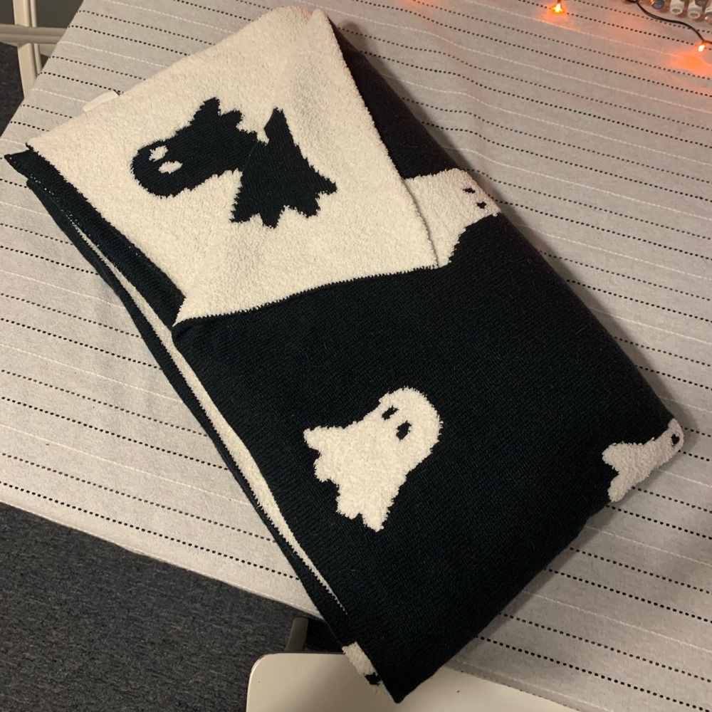 Black & White Ghost Knit Throw Blanket